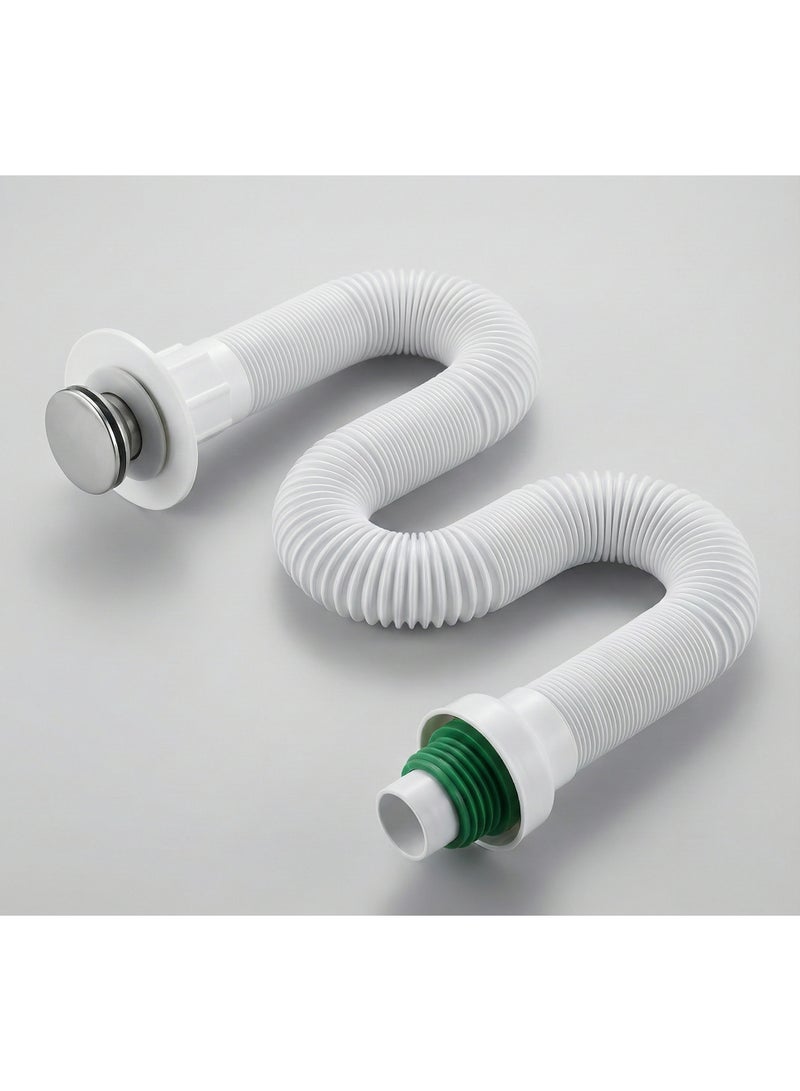 لي خرطوم تصريف مرن وعالمي مقاس 1-1/4 بوصة، وصلة تمديد قابلة للتوسيع بتصميم S-Trap، ماسورة صرف مرنة لأحواض الحمام والمغاسل والمراحيض - Image 5